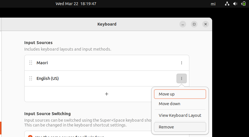 Remove English (US). Screenshot: Remove English (US).